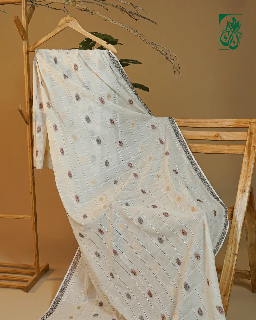 Moonlit Ivory – Noor-e-Kashmir Summer Luxe Shawl