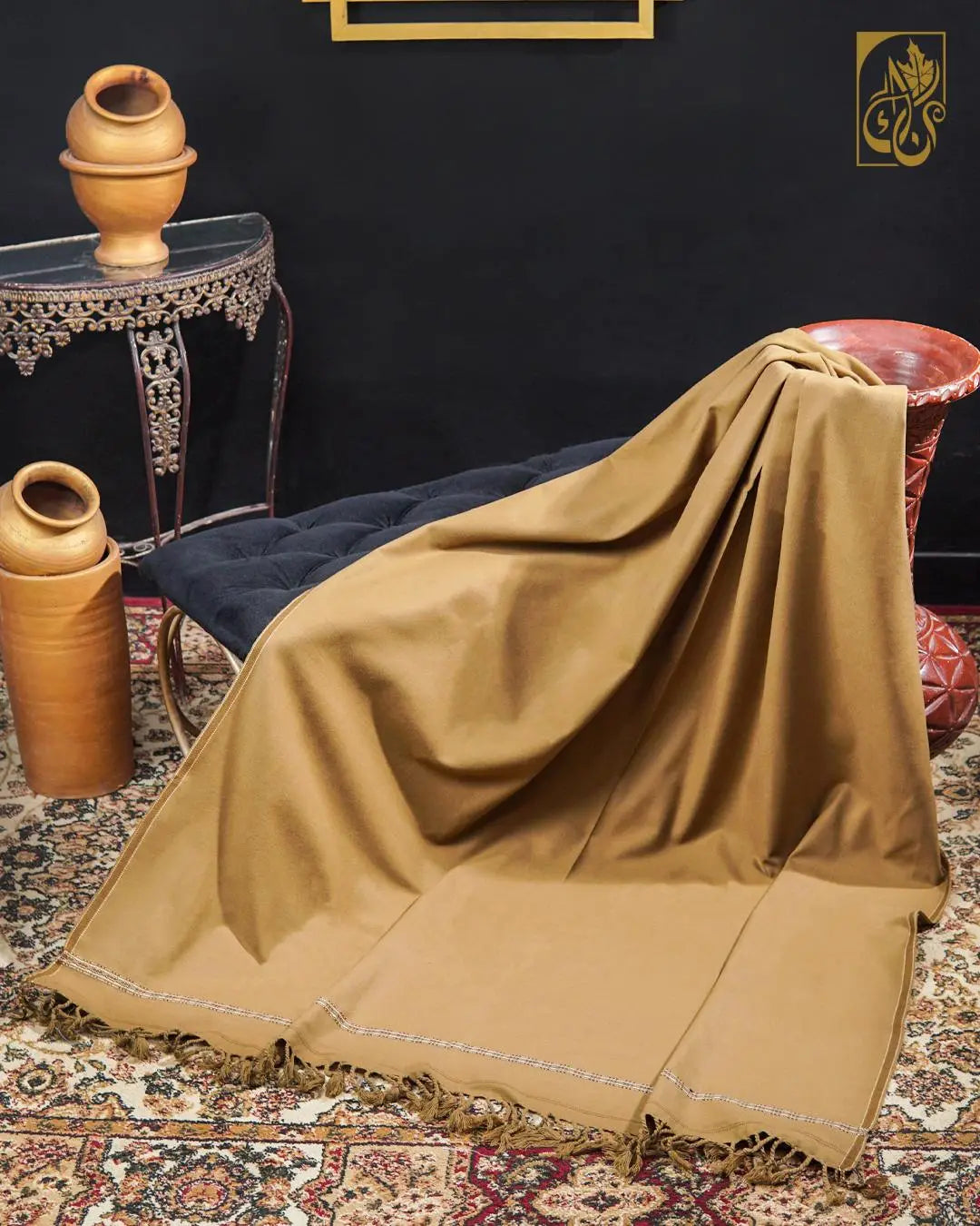 Pakhair Pekhawar Shawl: Golden Khaki Elegance