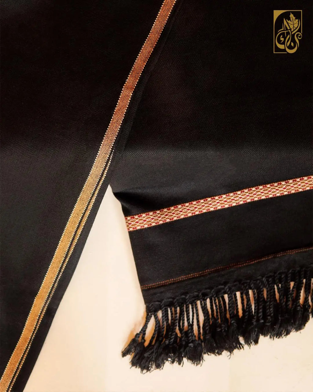 Men's Obsidian Black Formal Shawl with Contrast Red Border