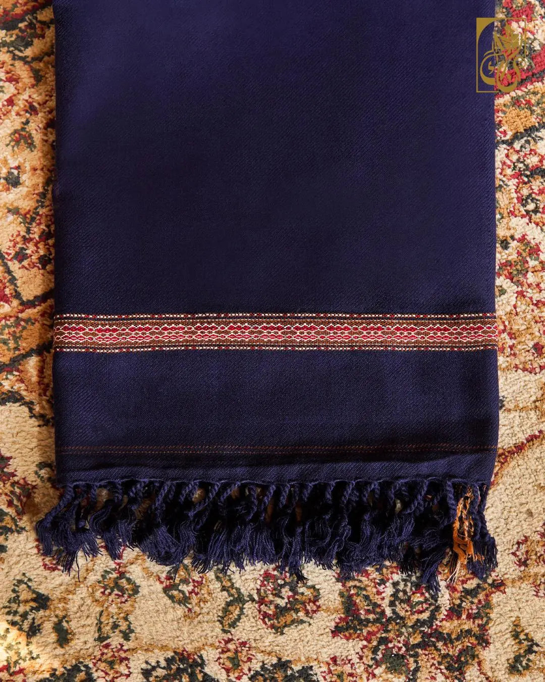 Men's Imperial Indigo Shawl with Heritage Contrast Border Looks