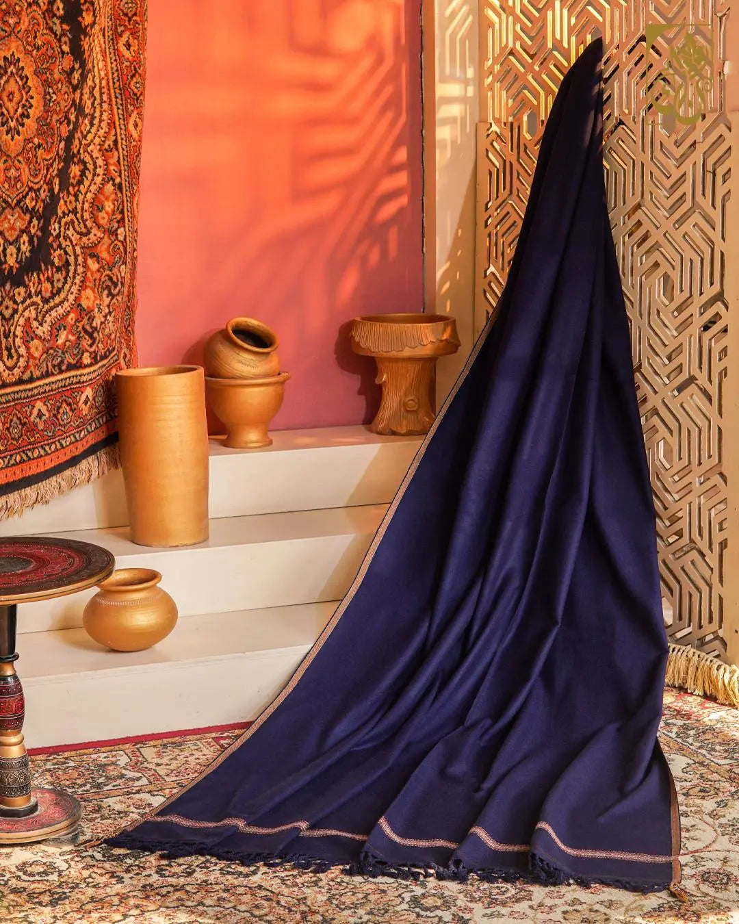 Men's Imperial Indigo Shawl with Heritage Contrast Border Looks