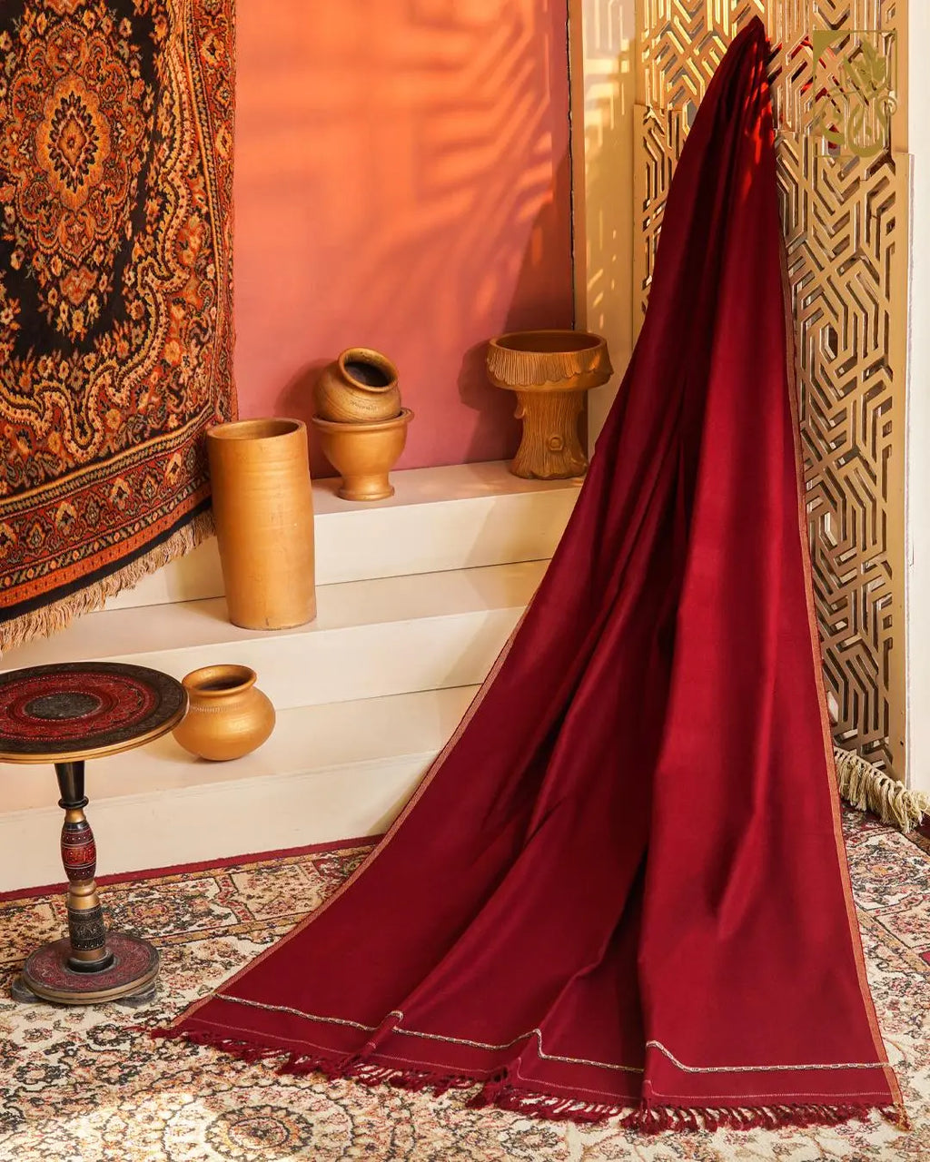 Men's Royal Premium Shawl with Traditional Contrast Border