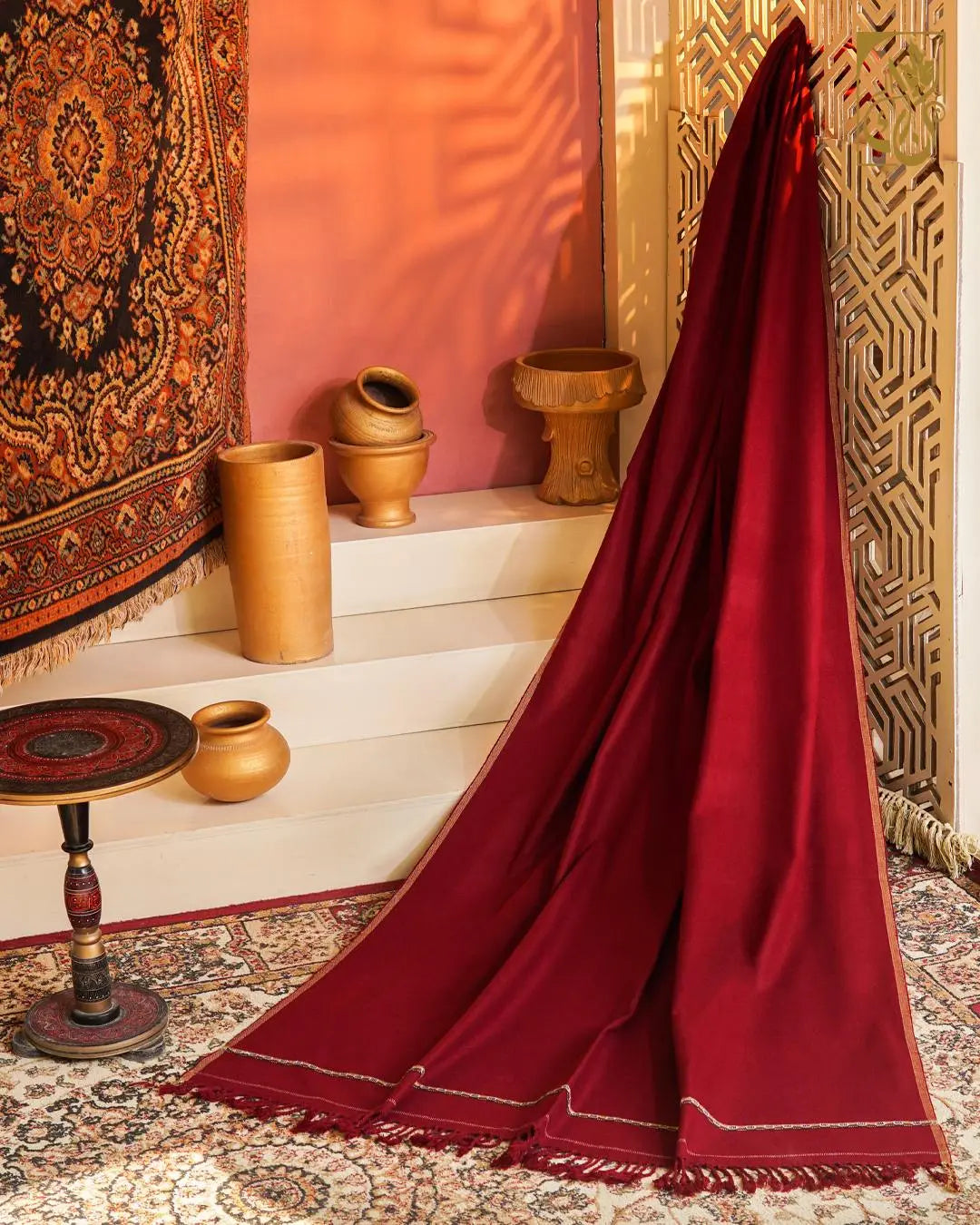 Men's Royal Premium Shawl with Traditional Contrast Border