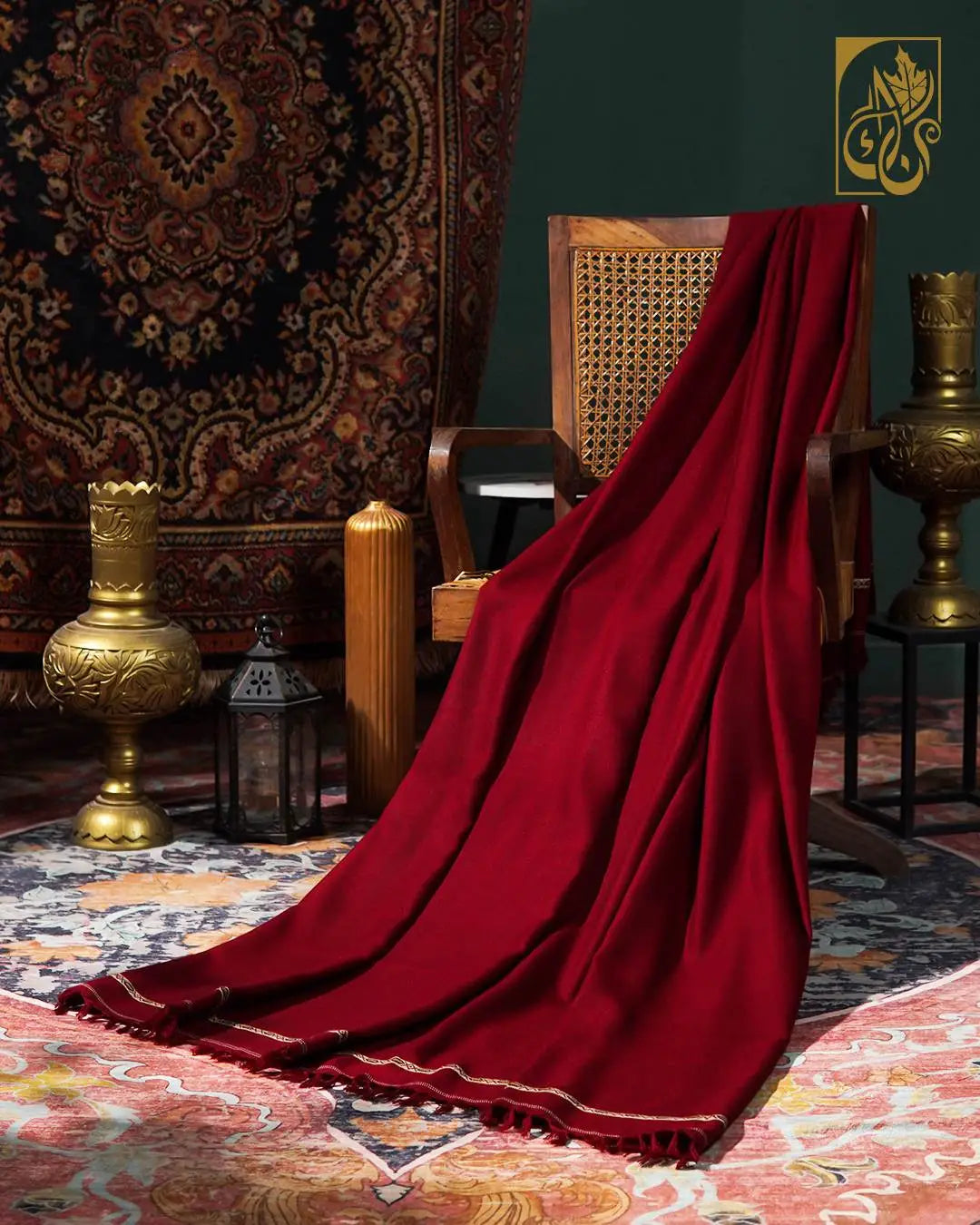 Regal Crimson Red Bold Swati Shawl