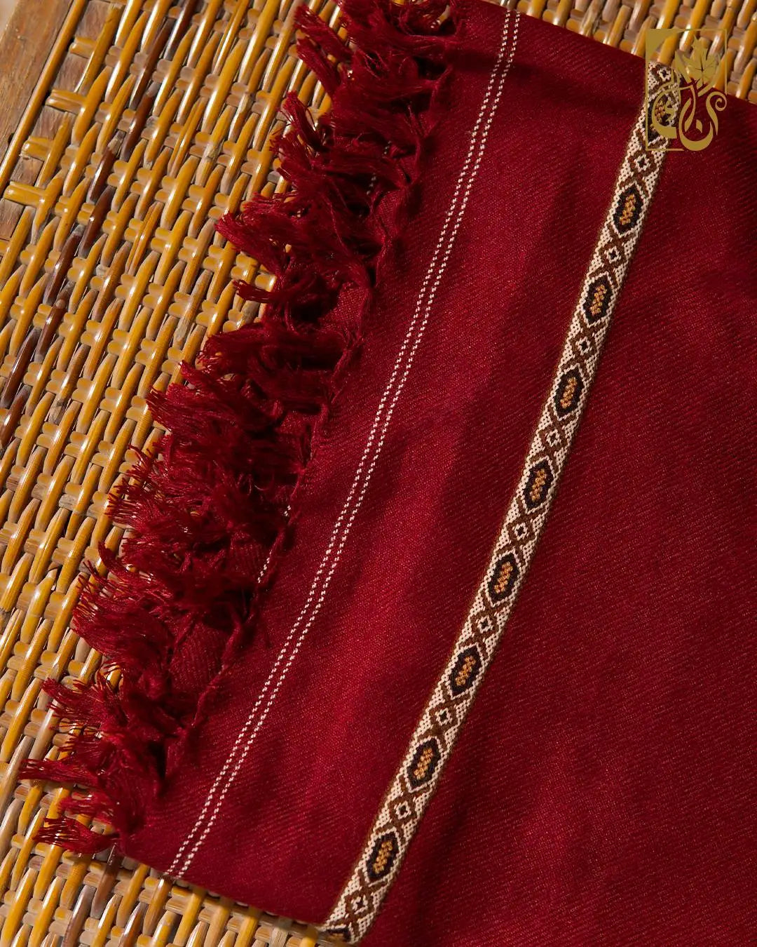 Regal Crimson Red Bold Swati Shawl