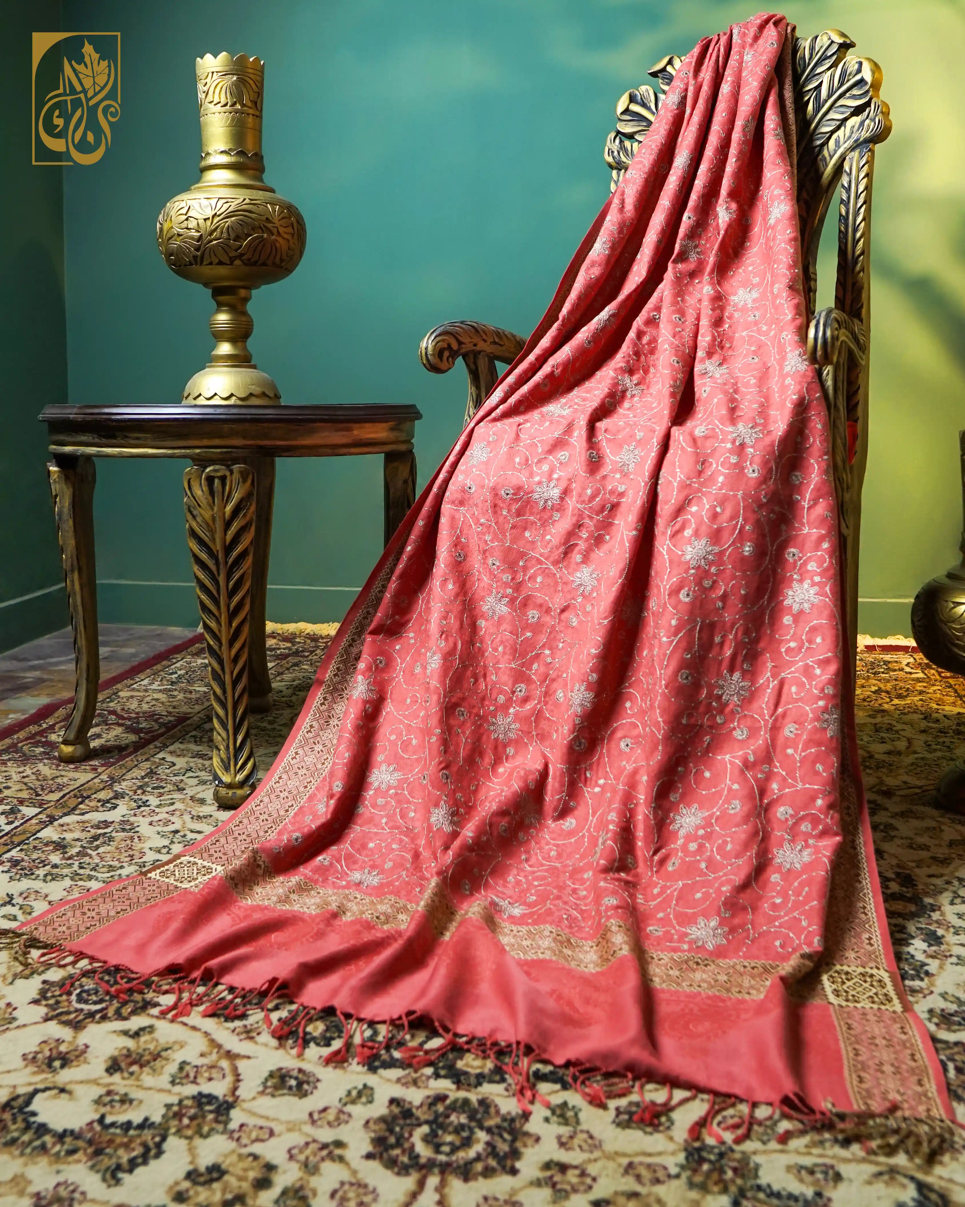 Coral Rose Acrylic Pashmina Shawl