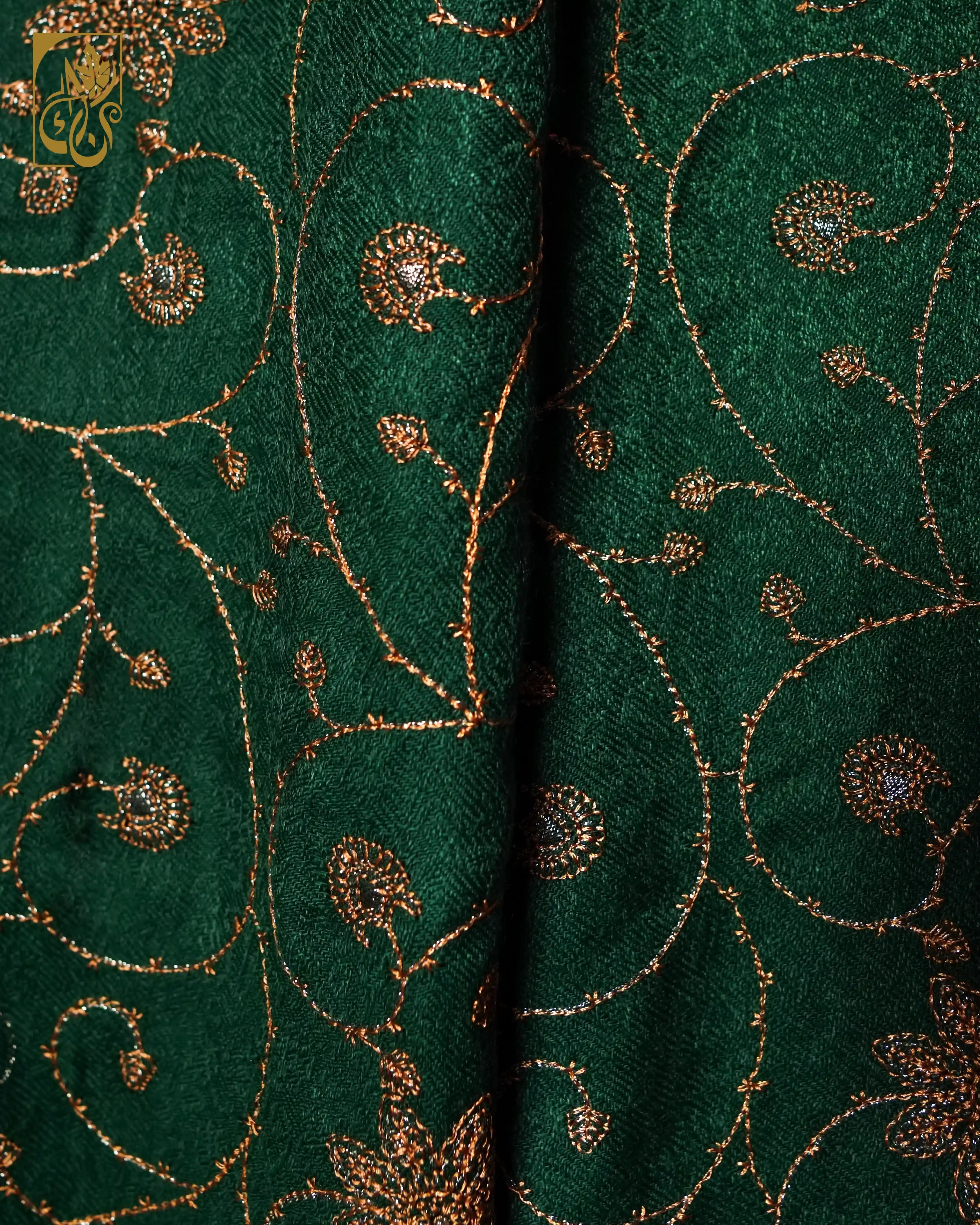 Pashmina Shawl with Celestial Gold Zari Embroidery