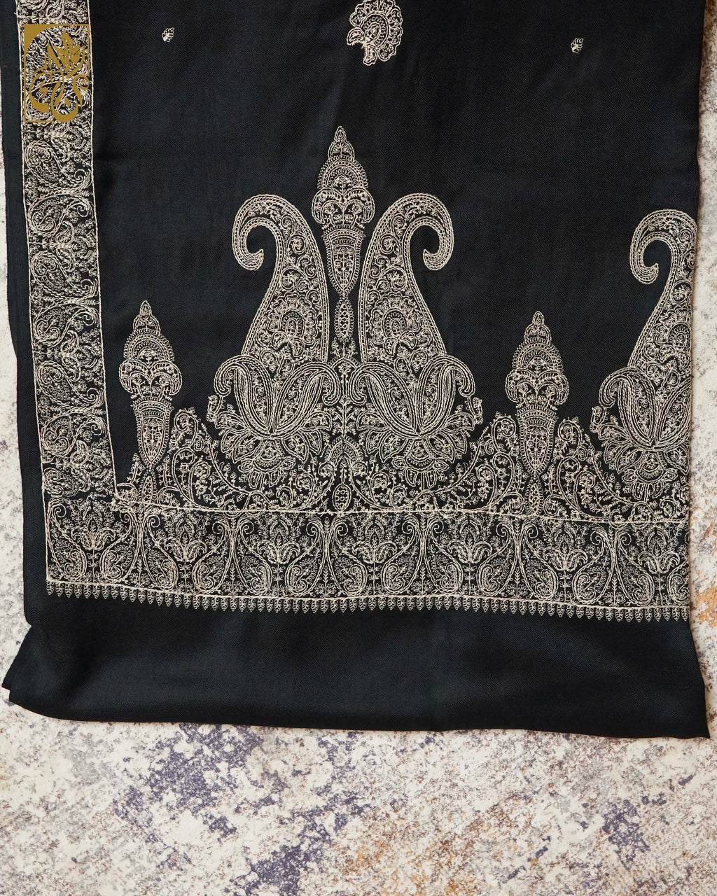Paisley Queen Deep Black Cashmilon Shawl