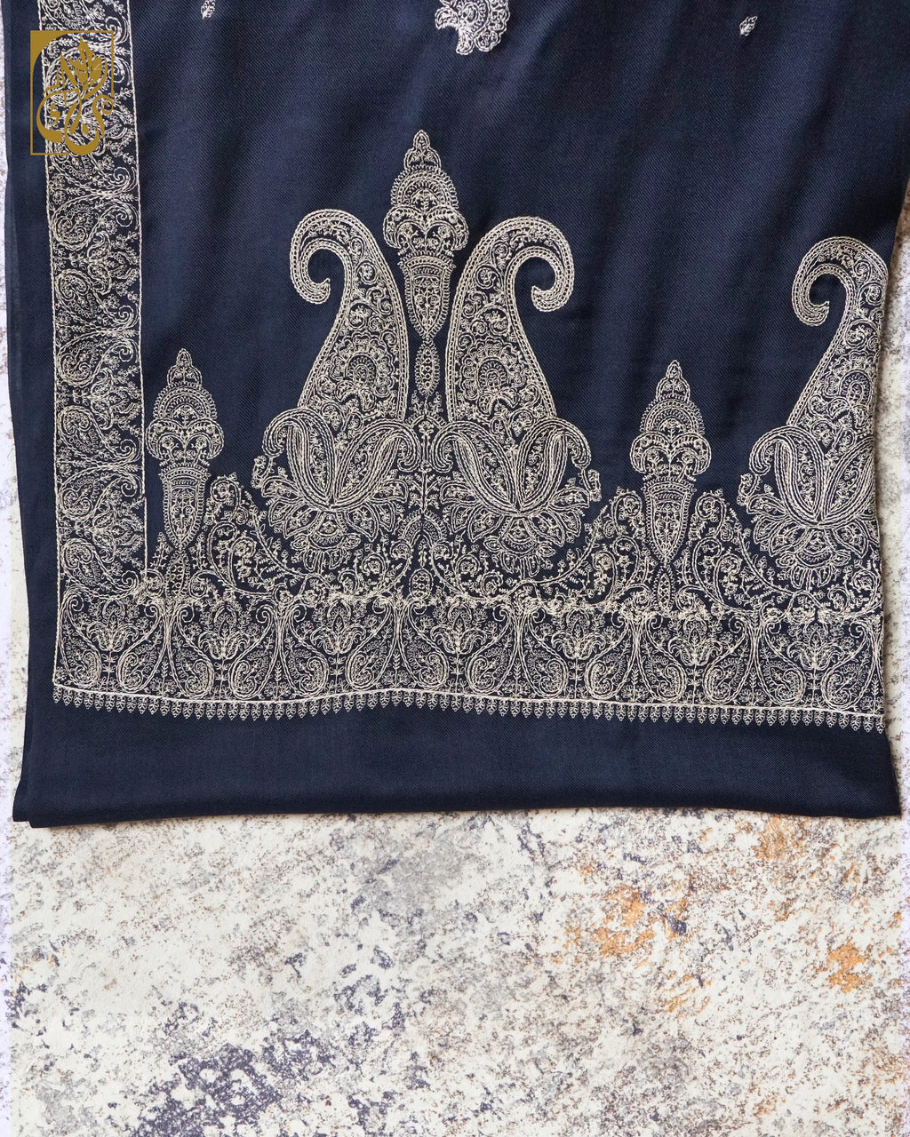 Paisley Queen Deep Sapphire Cashmilon Shawl