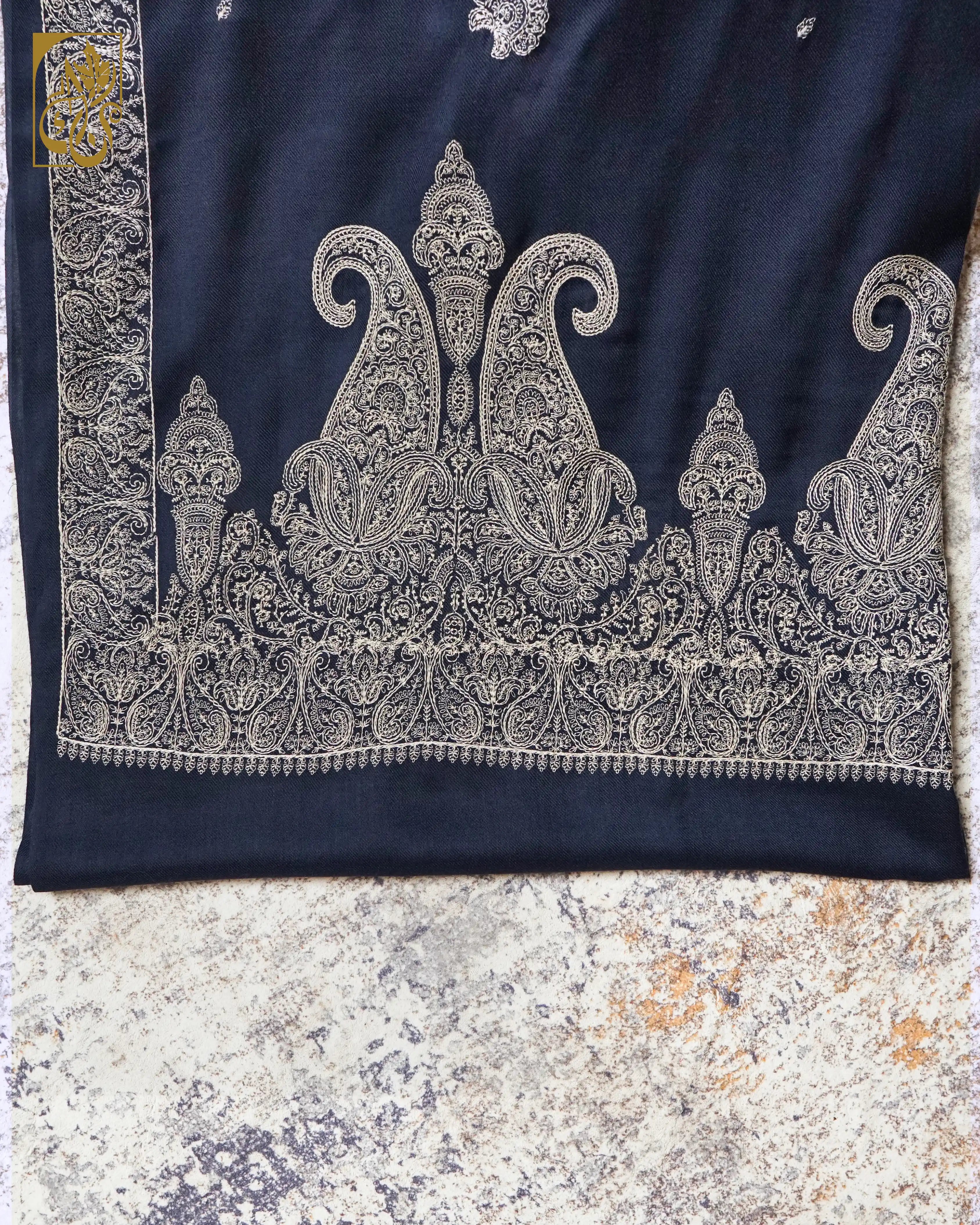 Paisley Queen Deep Sapphire Cashmilon Shawl