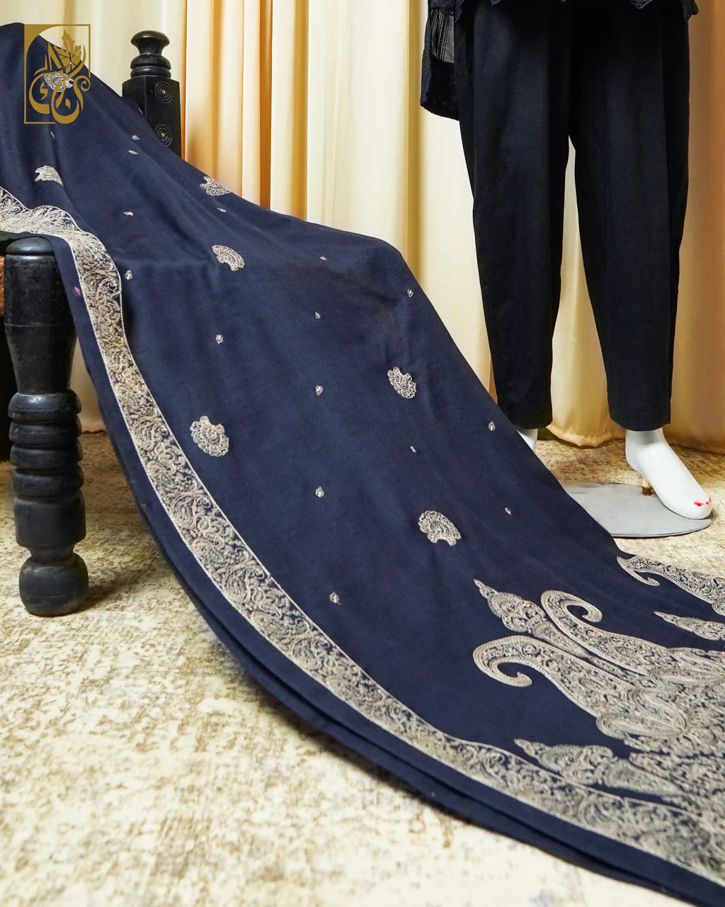 Paisley Queen Deep Sapphire Cashmilon Shawl