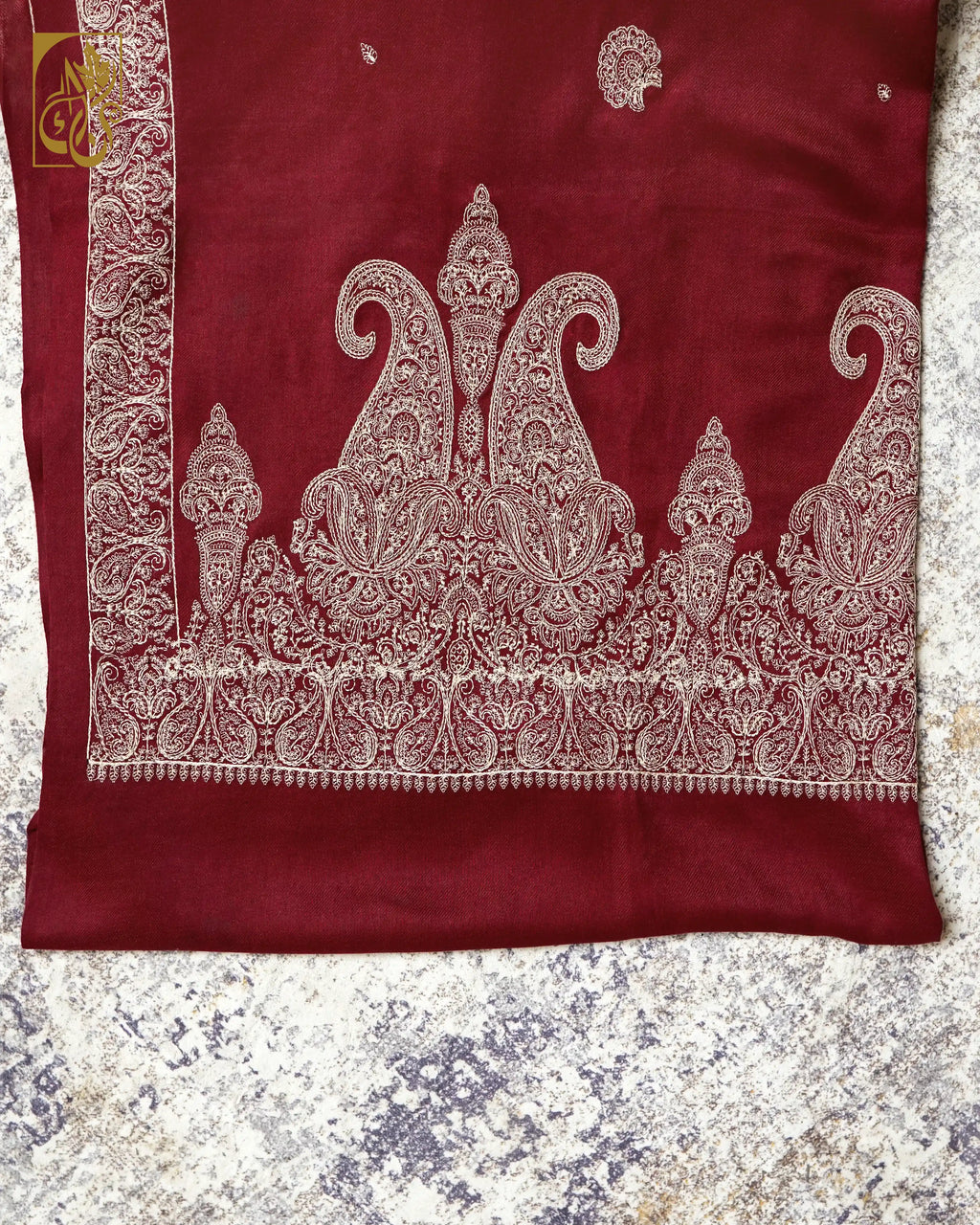 Paisley Queen Deep Maroon Cashmilon Shawl