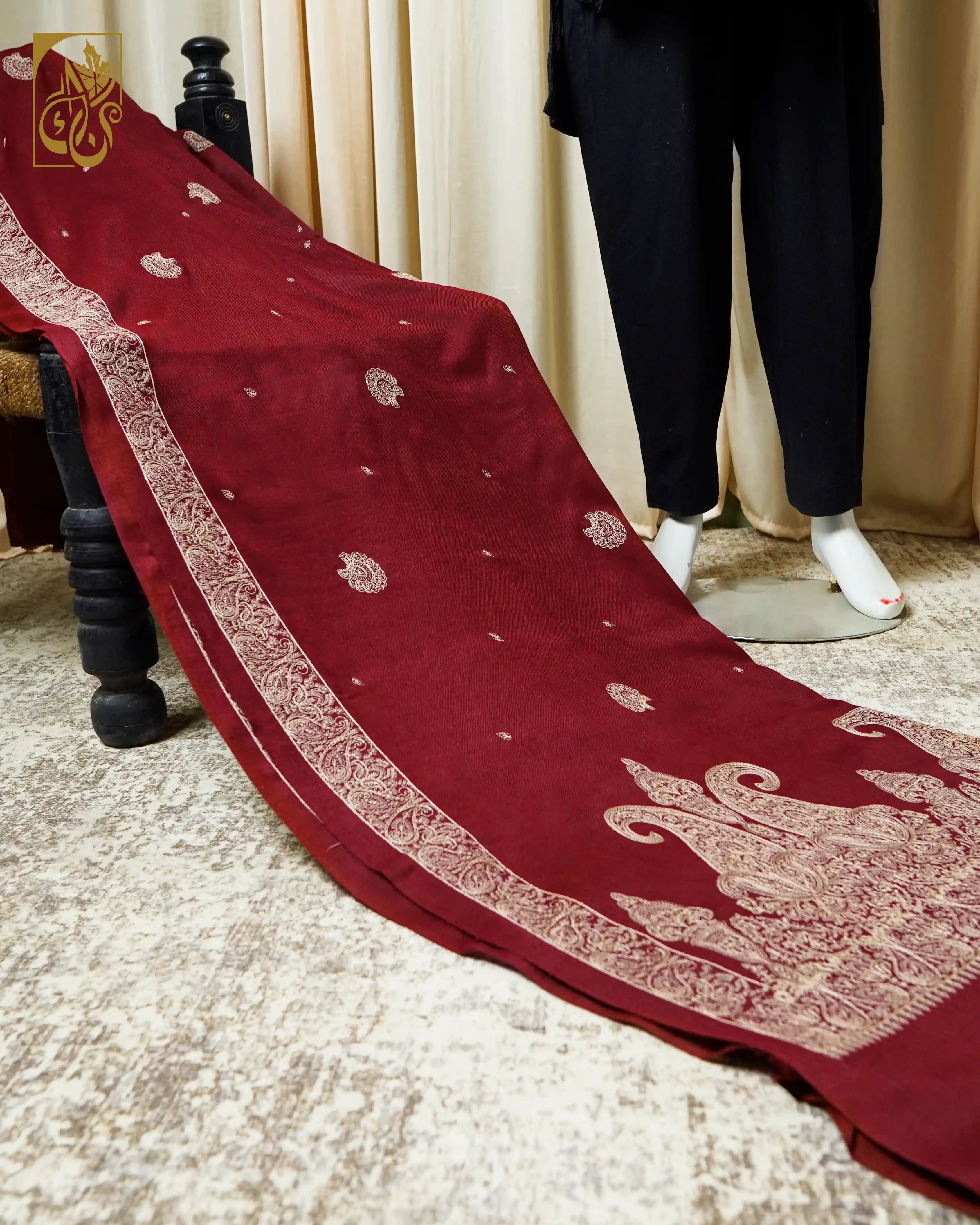 Paisley Queen Deep Maroon Cashmilon Shawl