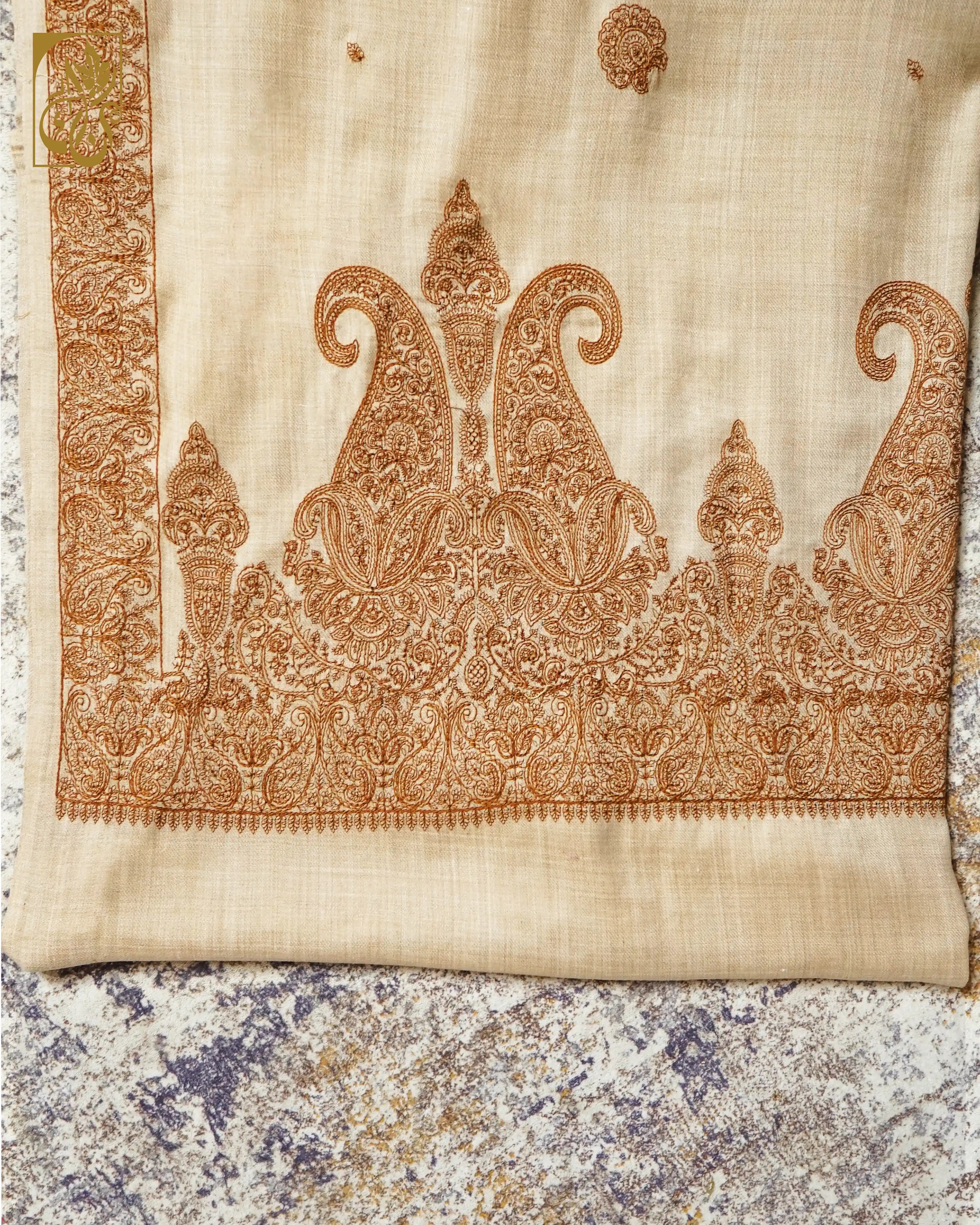 Paisley Queen Light Beige Cashmilon Shawl