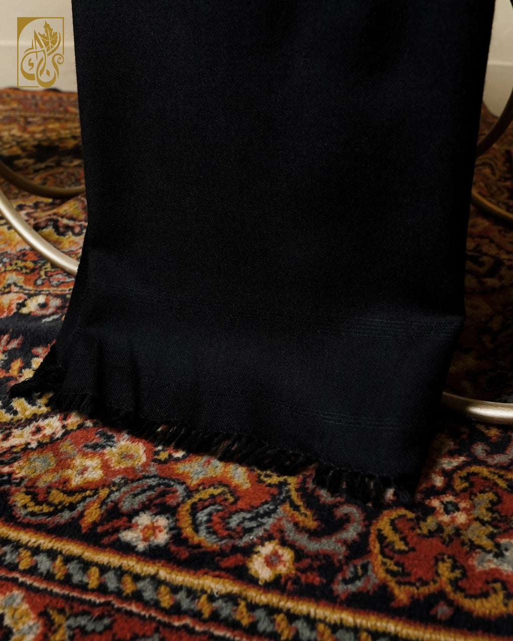 The Absolute Black Pure Wool Shawl - Statement of Depth and Elegance