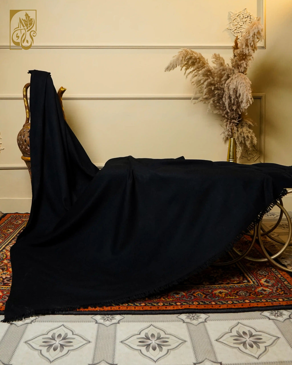 The Absolute Black Pure Wool Shawl - Statement of Depth and Elegance