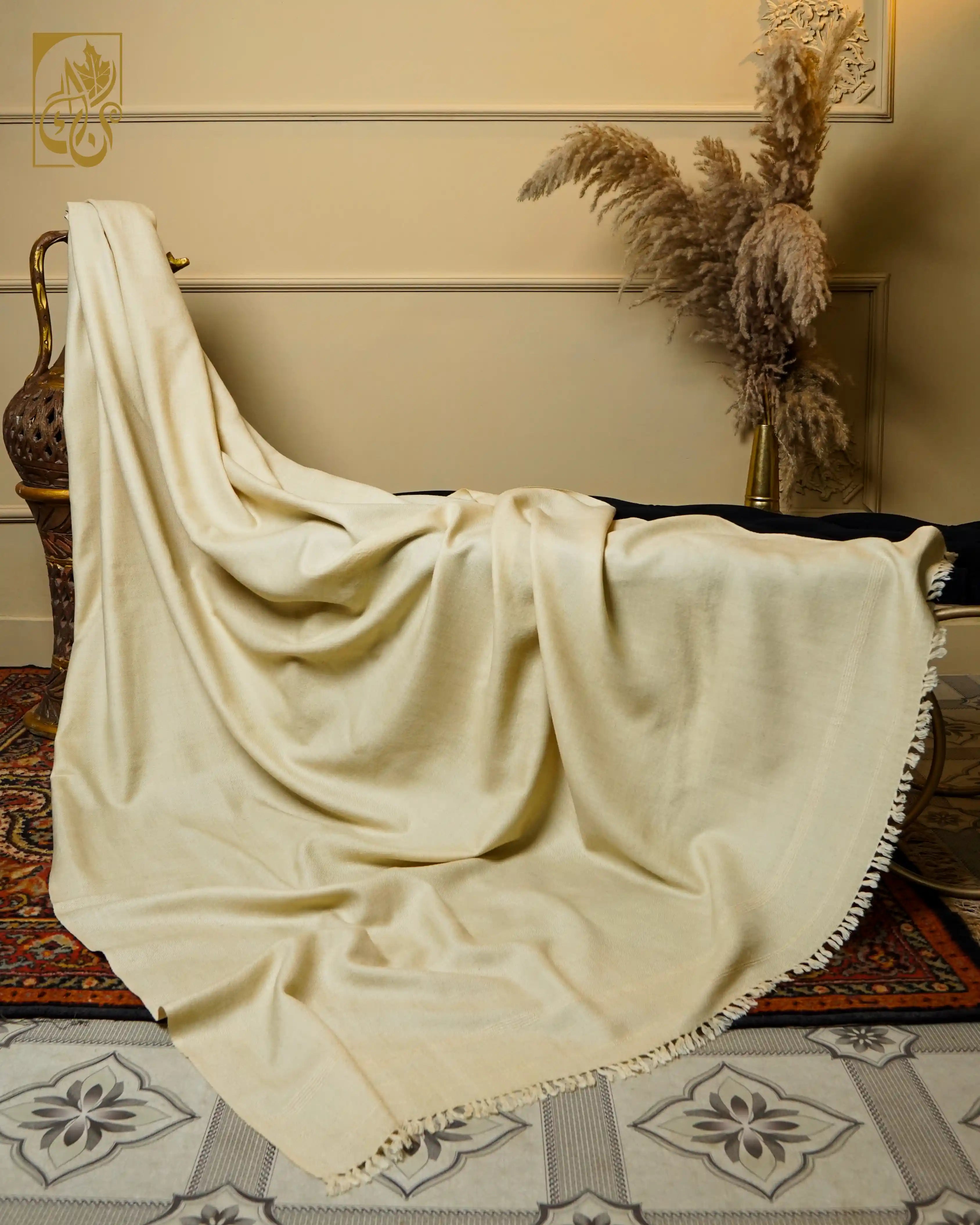 Serene Sand Pure Wool Shawl - Unblemished Texture and Natural Grace